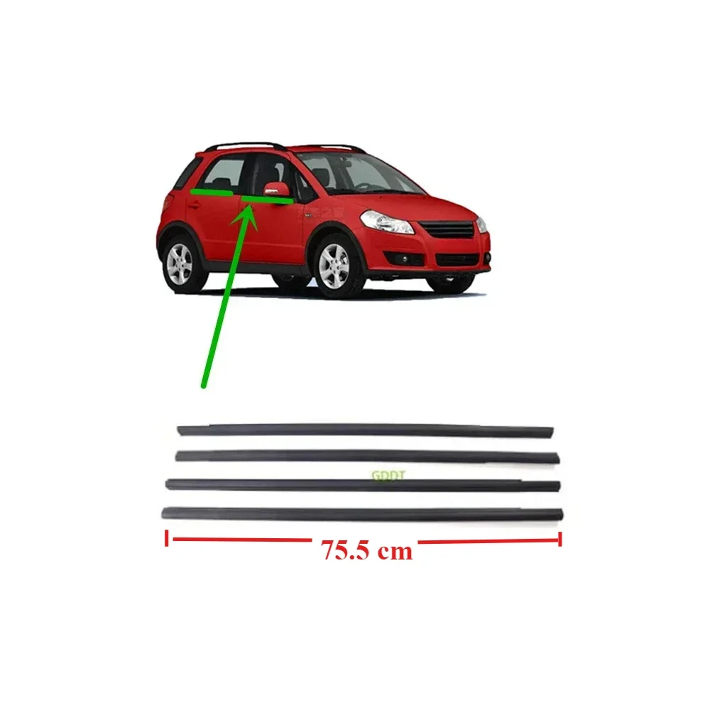 4 sztuki gumowych uszczelek szyb zewnętrznych do Suzuki SX4 hatchback 83811-56K00-000, uszczelka przeciwwiatrowa do szyb SX4, gumowa osłona ochronna szyb