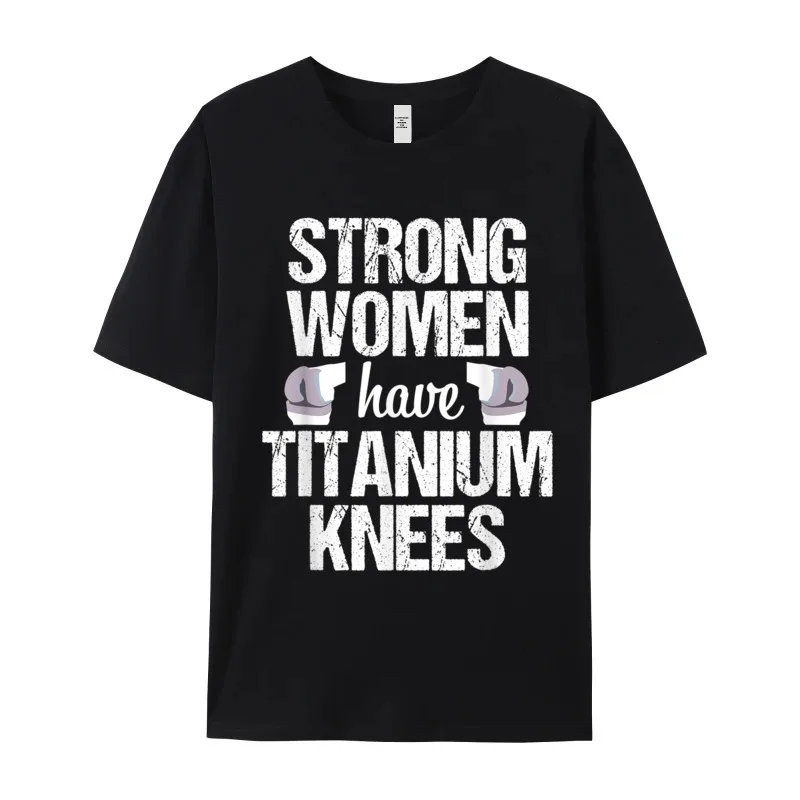 Retro Knee Replacement Funny Strong Surgery Vintage T-Shirt Crew Neck 100% Cotton Mens Tees Short Sleeve Tee Shirts Christmas