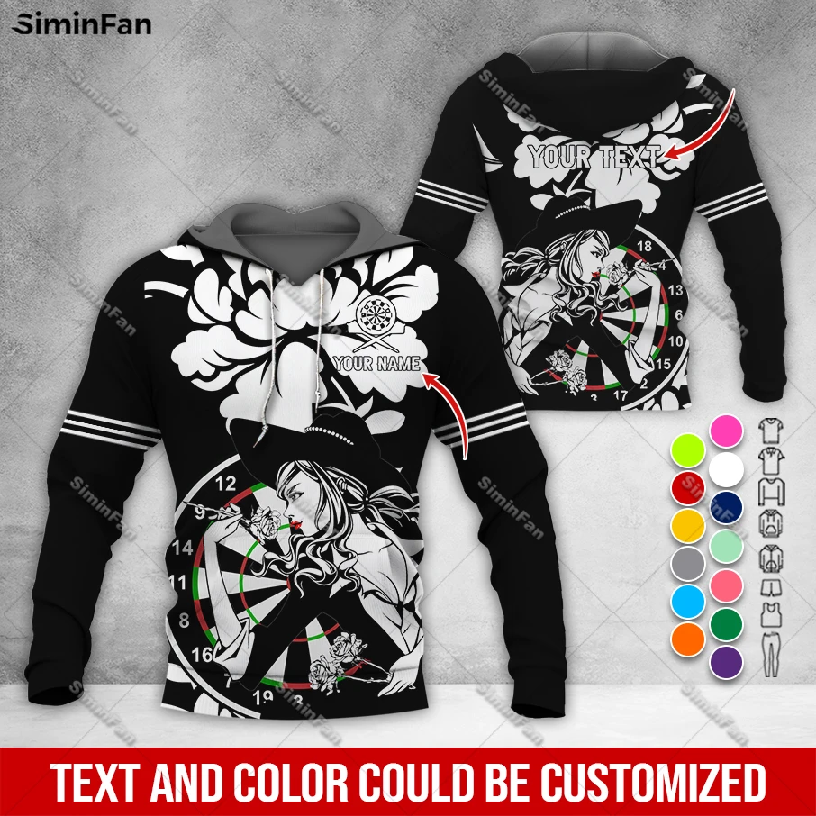 Custom Name Lady Rose Darts Pattern Mens Hoodie 3D Printed Male Pullover Coat Hooded Jacket Unisex Long Sleeve Shirt Female Top