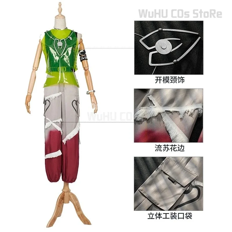 w;3.c6;h'8/Till Cosplay ALIEN STAGE Anime R7 Disfraz Verde Vast Peluca Actuación Halloween Pantalones Collar Gargantilla Unis5'u.9;m4/p