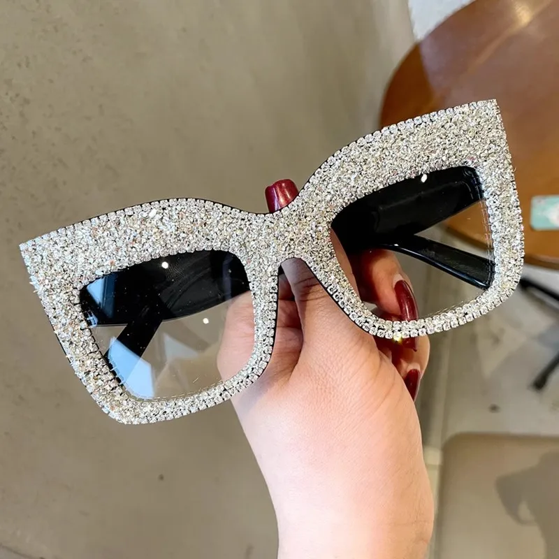 Luksusowe diamentowe okulary blokujące niebieskie światło kwadratowe damskie Vintage krótkowzroczność na receptę optyczne marka projektant ponadgabarytowe oprawki do okularów