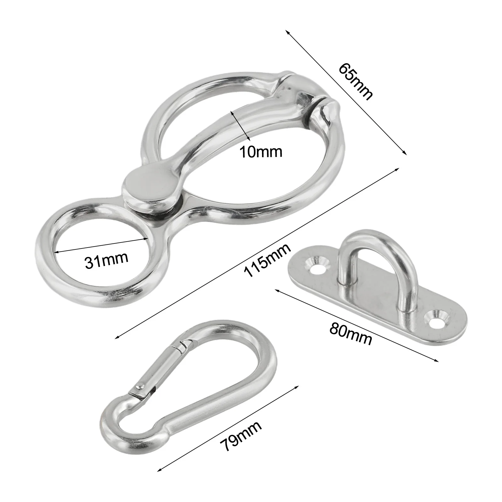 1 Kit Pferde-Krawattenring aus Edelstahl, magnetischer Pferde-Krawattenring, sicheres Kreuz, Seil, Entriegelungsgerät, Training, Pferdestand-Zubehör