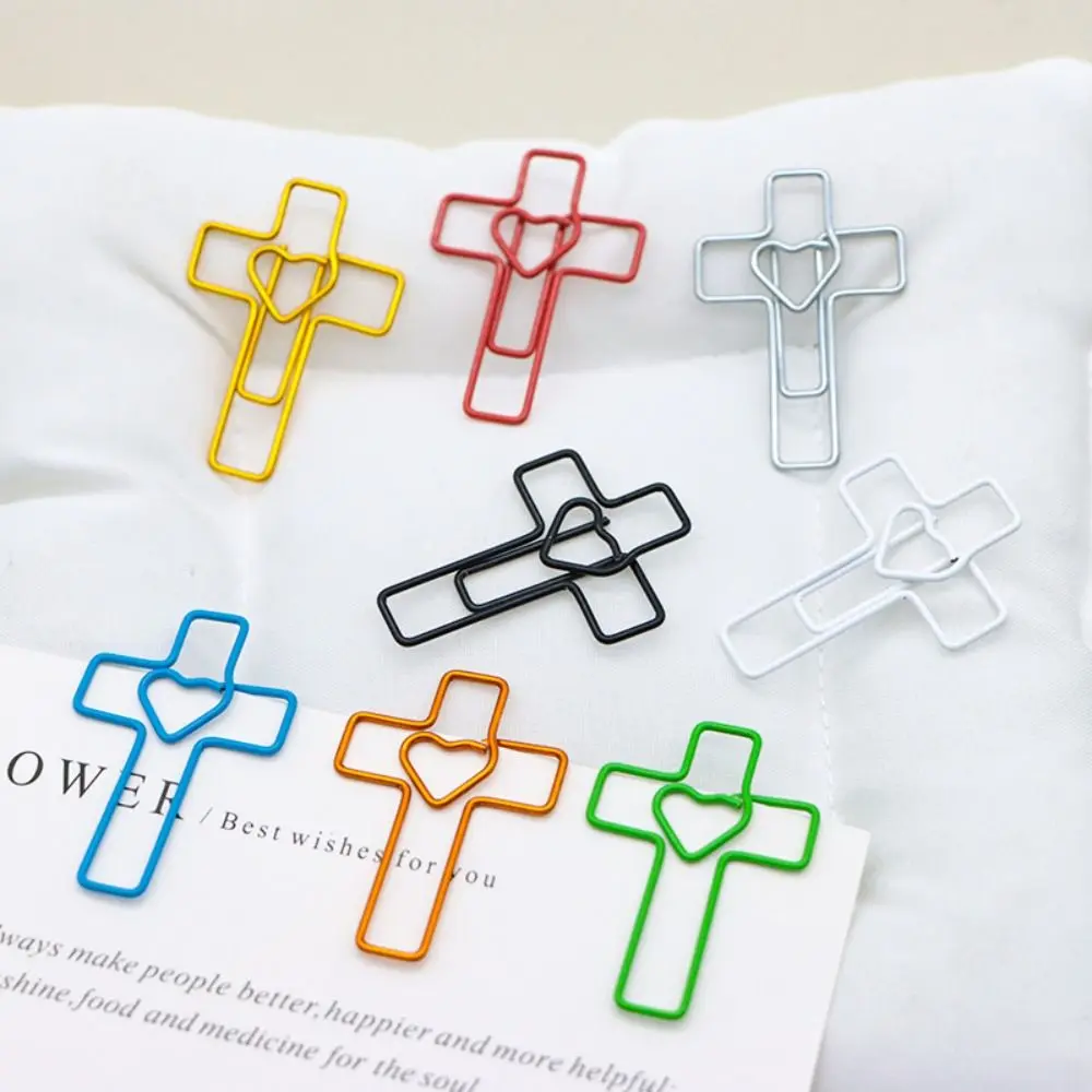 50pcs High Quality Metal Paper Clip Cross Shape Paper Storage File Classification Clip Bookmarks School Office Supplies