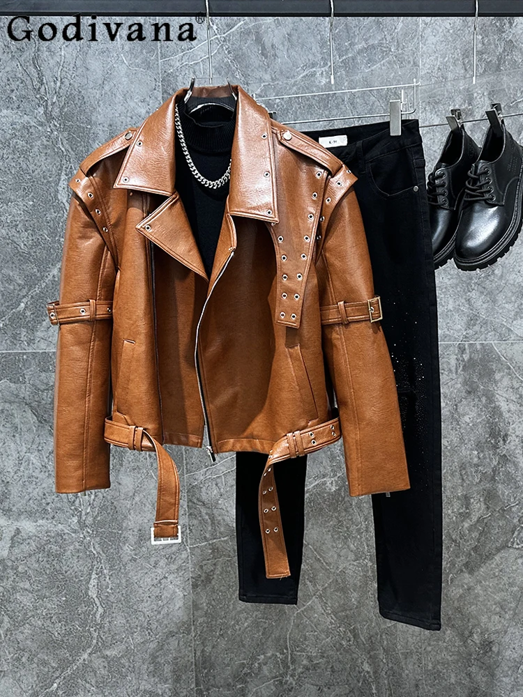 

Spring Autumn Men's Irregular Suit Collar Short PU Leather Jacket Fashion Retro Handsome Loose Long Sleeve Personalized Jacket