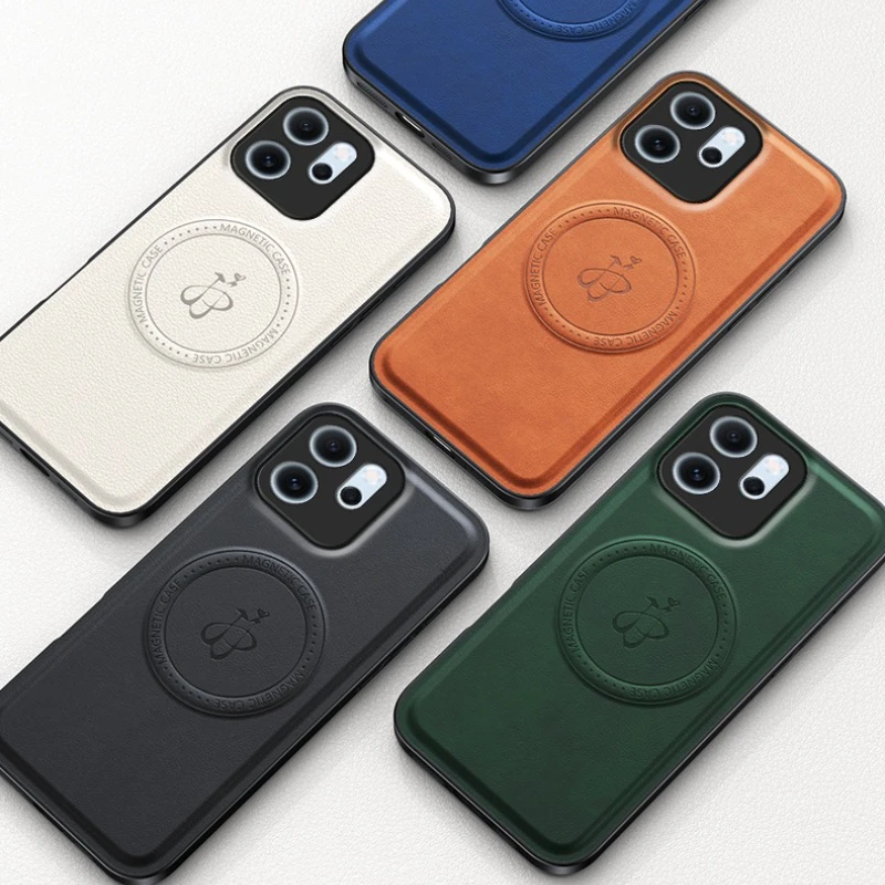 เคสแม่เหล็กชาร์จไร้สายสำหรับ OPPO Reno 14F Reno14 F 5G ฝาครอบป้องกัน PU หนังฮาร์ดกลับเปลือกค็อก ฟันดา