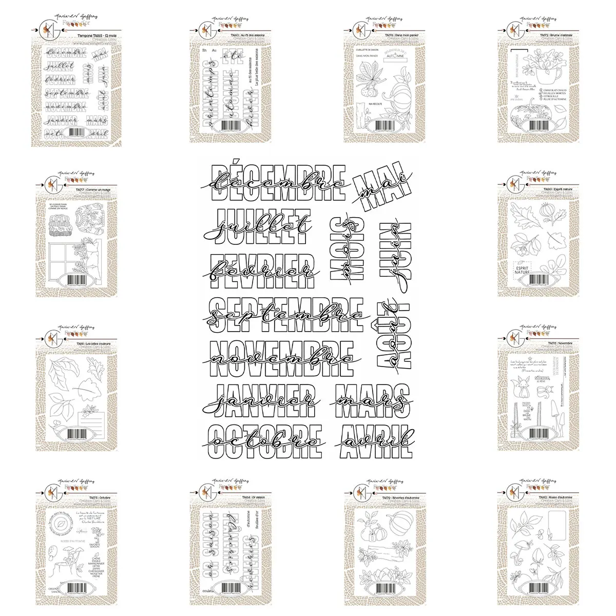2026 NEW Marie Art Goffing Clear Stamps Autumn Fall Leaves Pumpkin Plant Fox Sentiments Transparent Stamp for Scrapbooking