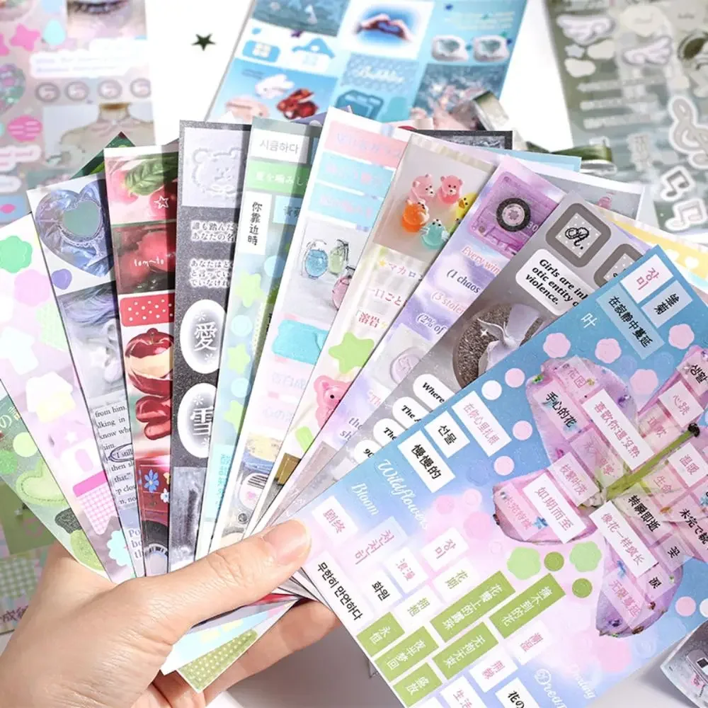 Creative 24 Sheets Die Cut Stickers Book Aesthetics Decorative Cartoon Scrapbook Stickers Handmade DIY Notebook Sticker