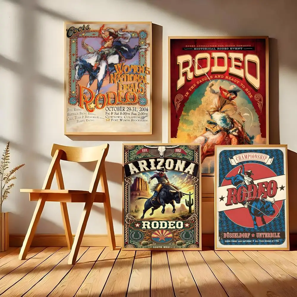 American Cowboy Rodeo Poster Easy To Install Self Adhesive HD Wall Decor Waterproof Tear Resistant Home Bedroom Perfect Gift