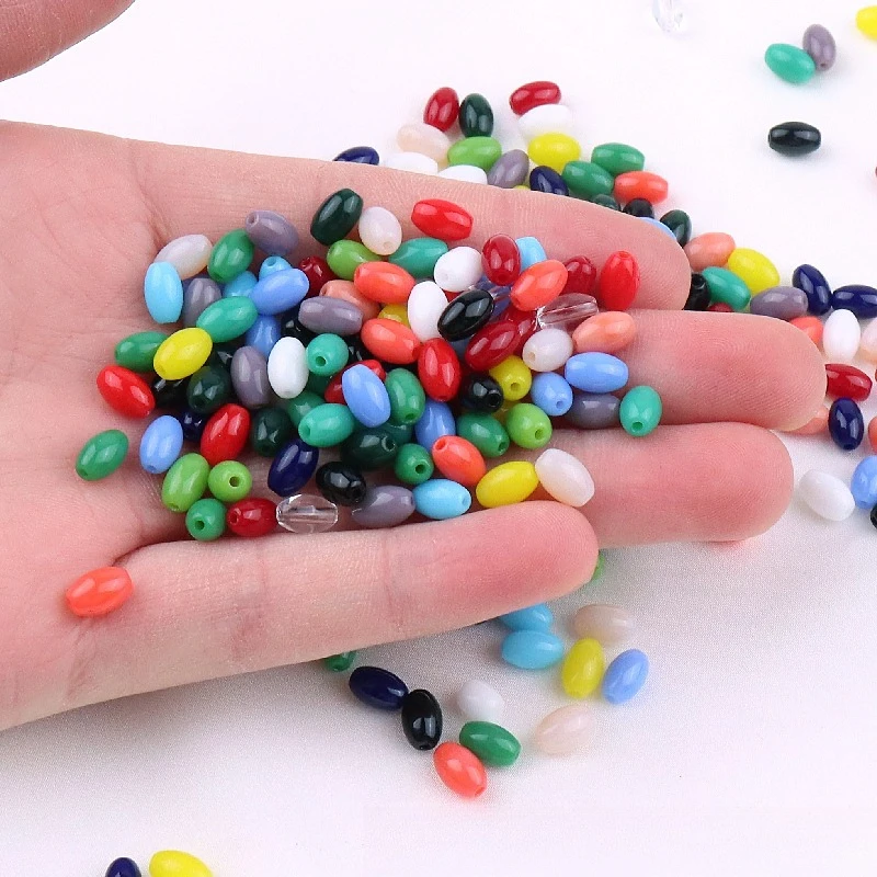 

4x6mm Natural Straight Hole Rice Grain Glass Seed Bead Trinkets Accessories Handmade DIY Beading Material Loose Beads