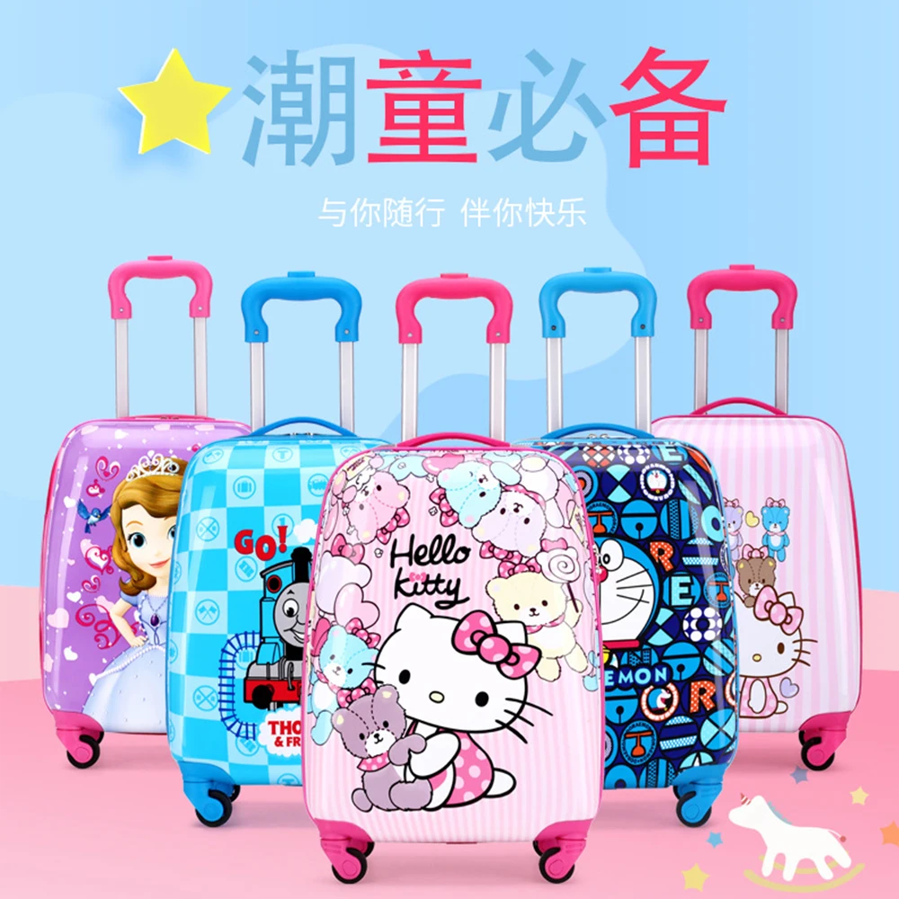 18 Inch Children Trolley Case Anime Sanrios Hello Kitty Kawaii Cartoon Suitcase Girl Boys Travel Silent Universal Wheel Suitcase