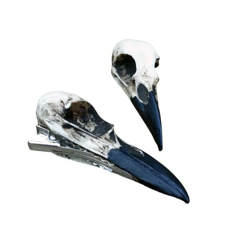 Goth Simulation Skeleton Crow Head Hairpin For Women Dark Creative Horror Fun Hair Clip Halloween Party Hair Accessories