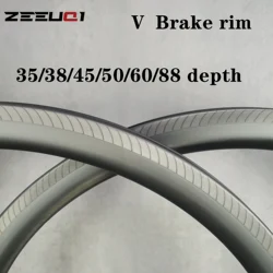 Carbon Single Rim 700C V Brake wheel 35/38/45/50/60/88mm Depth Clincher, Tubeless Tubular 16/20/24/32 Hole,UD MATTE,custom logo