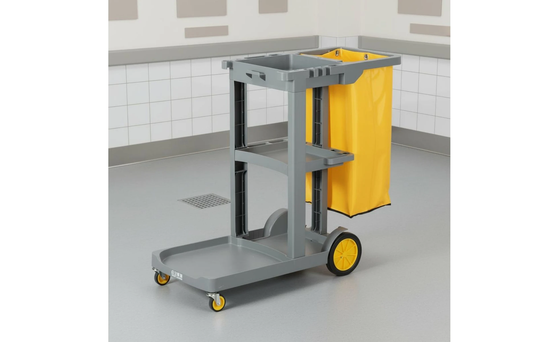 Rolling Cleaning Trolley Textile Storage Bag Cleaning Trolley Household Organizer Raised Shelf Lower Tray