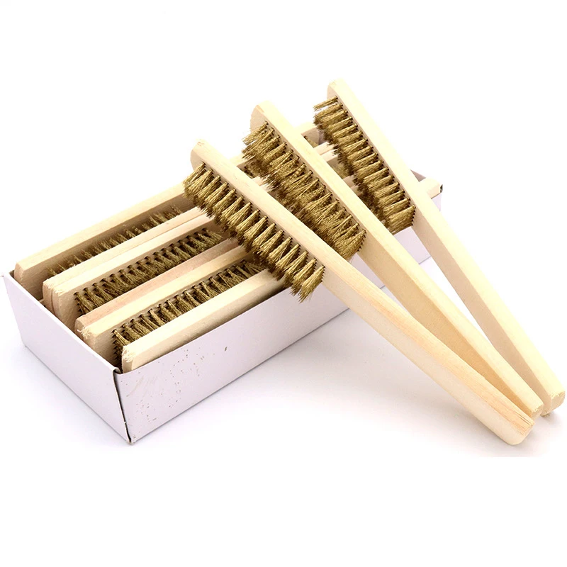 

1pcs Wood Handle Brass Wire Copper Brush for Industrial Devices Surface/Inner Polishing Grinding Cleaning 6x16 Row Brushes