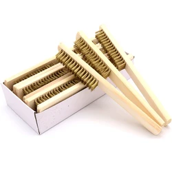 1pcs Wood Handle Brass Wire Copper Brush for Industrial Devices Surface/Inner Polishing Grinding Cleaning 6x16 Row Brushes