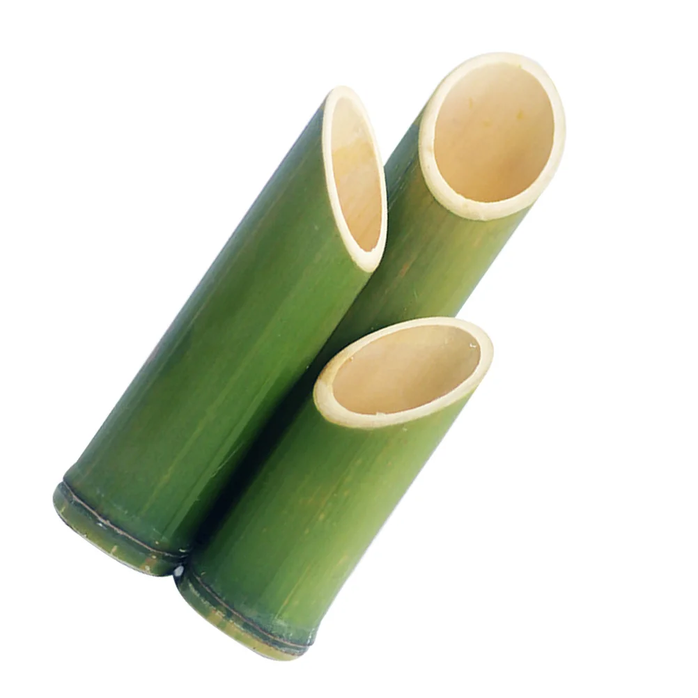

3pcs Bamboo Tube Flower Vase Small Plant Pots For Home Office Garden Balcony Decor Bamboo Planter Pot Minimalist Floral