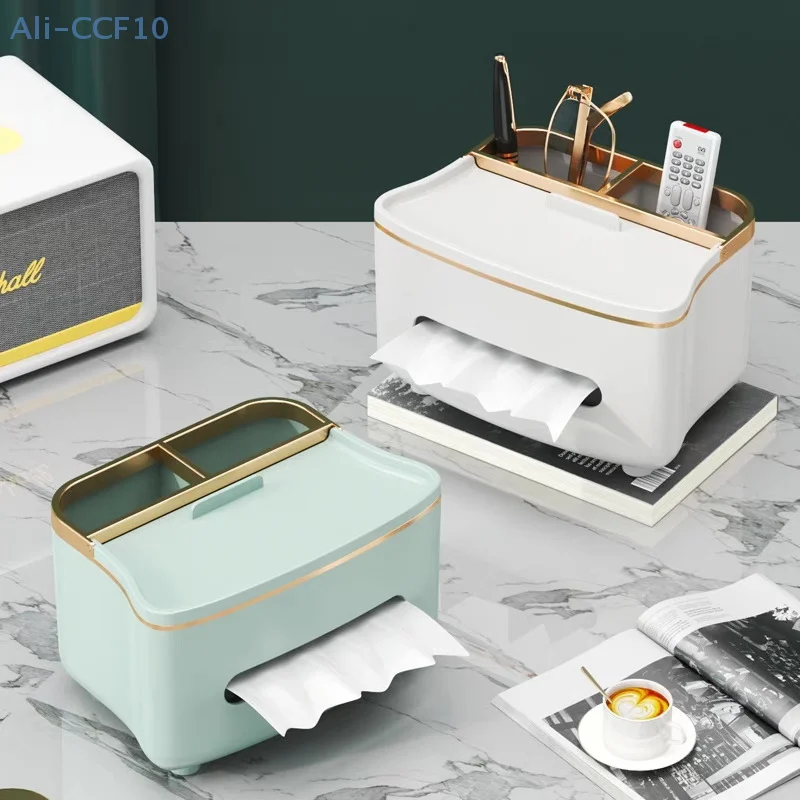 Tissue Box Holder With Spring Desktop Wall-mounted Tissue Box Cover Paper Towel Dispenser Paper Extraction Dispenser For Car