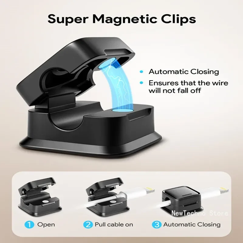 منظم الكابلات المغناطيسية، مشابك إدارة كابلات البيانات المثبتة على الحائط، حامل سلك، خطاف توصيل لتنظيم المكتب #5