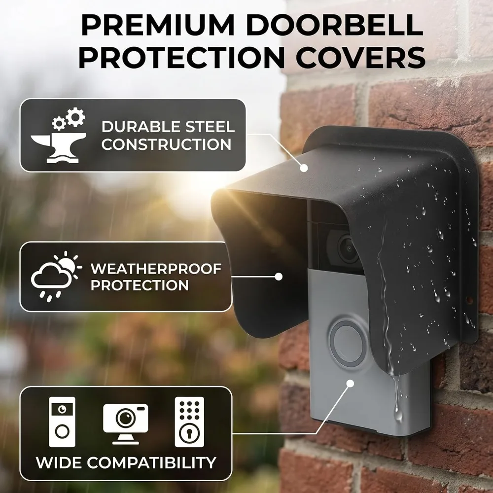 Weatherproof Doorbell Rain Cover Wider Deeper Metal Shell Keypad Protector Preminum Outdoor Keypad Shield Access Control System