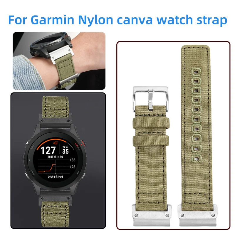 Correa de nailon canva de 22mm y 26mm para reloj Garmin Fenix 8 7x 5 6x Forerunner 955 965 Epix Pro Tactix 8, pulsera