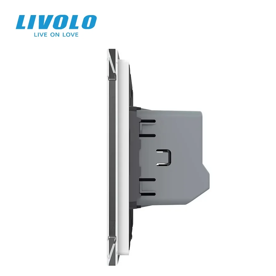 New Livolo US/AU Fashion Electrical Touch Screen Switches 1 Gang 2 Way Wall Light Switch Tempered Crystal Glass Panel,110V-240V