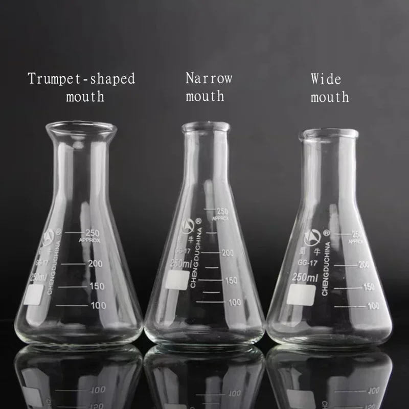 1piece 50ml/100ml/150ml/200ml/250ml/300ml/500ml/1000ml Borosilicate Glass Conical Erlenmeyer Flask for Lab Chemical Equipment