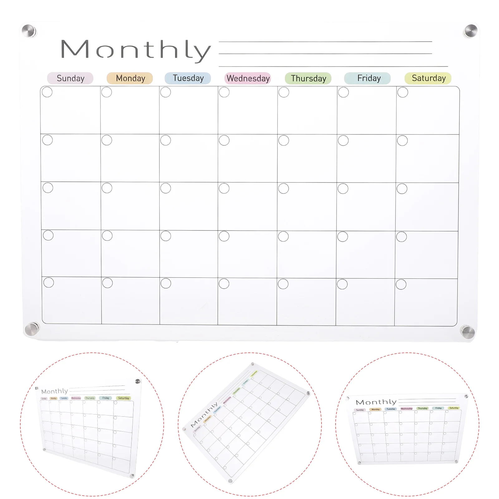 

White Board Acrylic Wall Calendar Erasable Message Refrigerator Note Display (monthly Calendar) Fridge Schedule Whiteboard