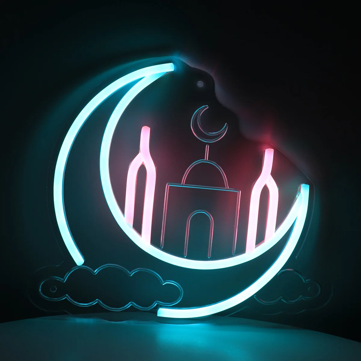 1PC Moon For Ramadan LED Wall Neon Art Sign For Pub Club Party Event Decoration 10.24‘’*8.94‘’