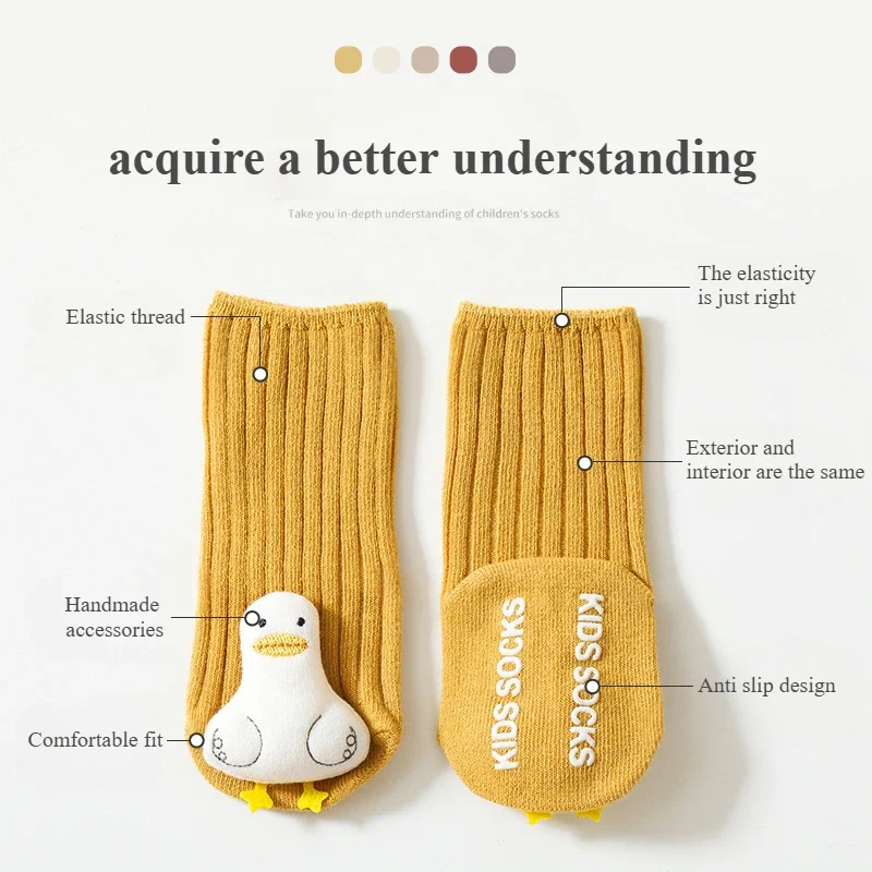 Baby Winter First Walkers Anti Slip Socks Cotton Toddler Non-Slip Floor Socks Cartoon Designs Warm Soft Socks for Boys Girls