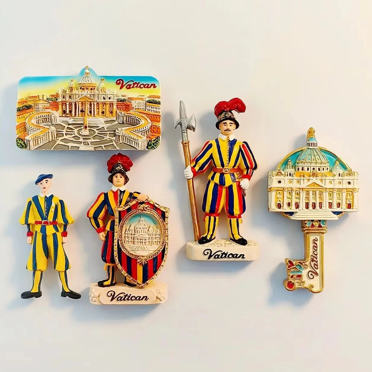 Vatican City Swiss Guard 3D Resin Fridge Magnets Travel Souvenir Gift, Hand Painted Handicraft Home Decor Ornament Collection