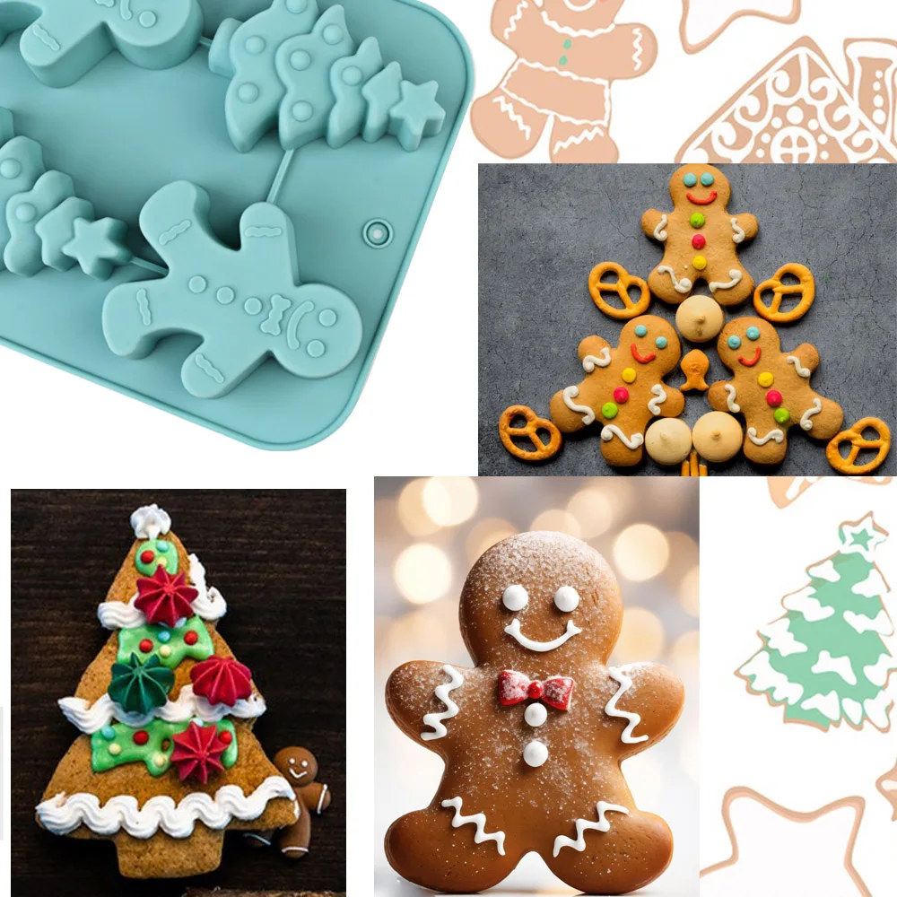 Christmas-Themed Silicone Baking Molds, Including Gingerbread Men, Christmas Trees, Snowmen and Other Shapes, Non-Stick and Easy to Demold, Food-Grade Silicone, Can Be Used to Make Cupcakes, Chocolate, Candy, Etc., Hol - view 6