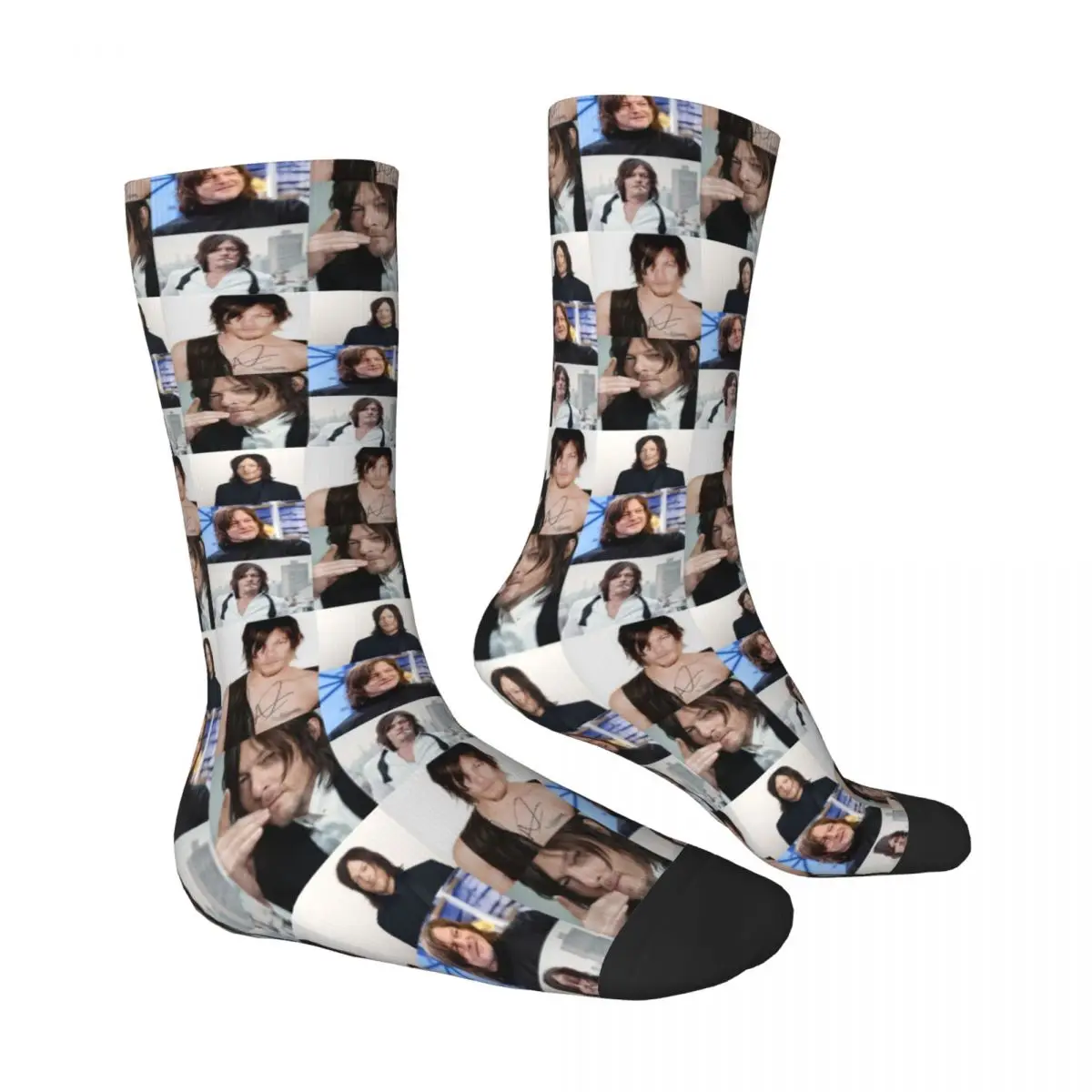 Norman Reedus Sigend Socks Retro Stockings Men Comfortable Outdoor Socks Winter Graphic Non Slip Socks