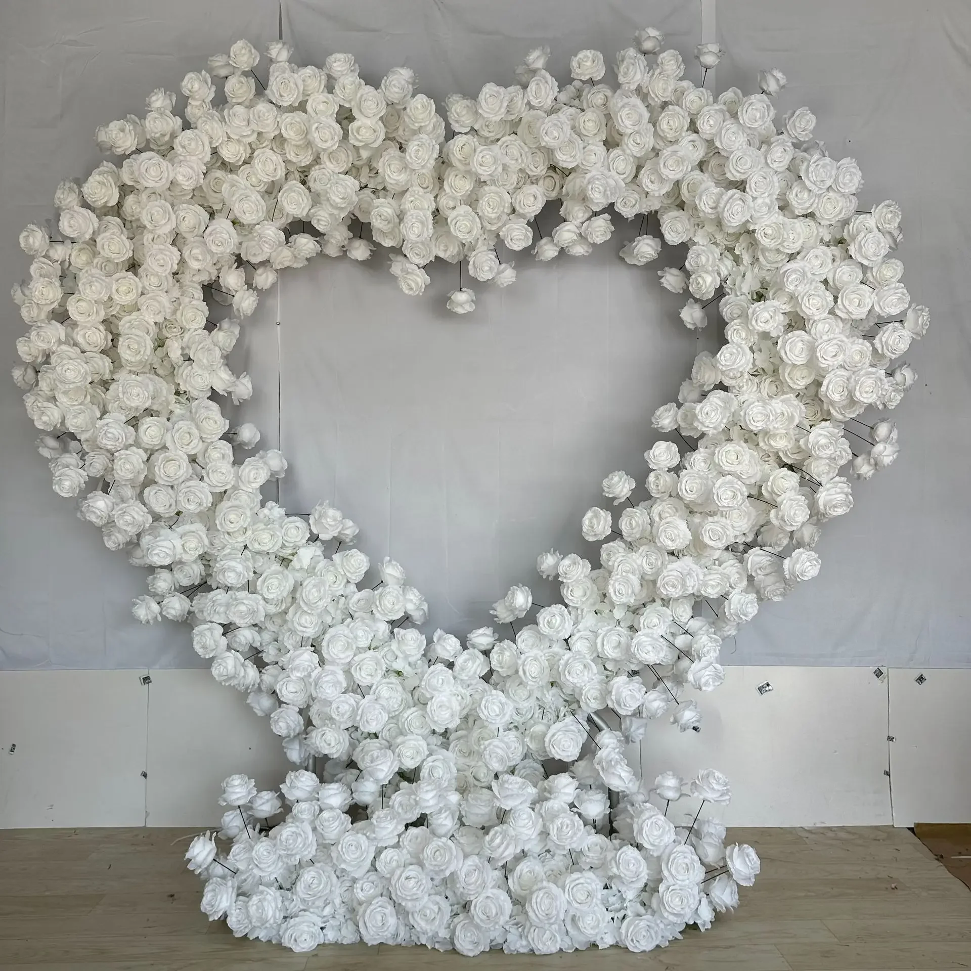 Simulation white cloth bottom heart-shaped arch flower  arrangement wedding background proposal decoration  shopping