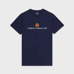 Health Wellness Club Letters Printing Short Sleeve T Shirts Navy Loose Cotton Casual Tops Tees Ins Fashion Vintage Shirts Women