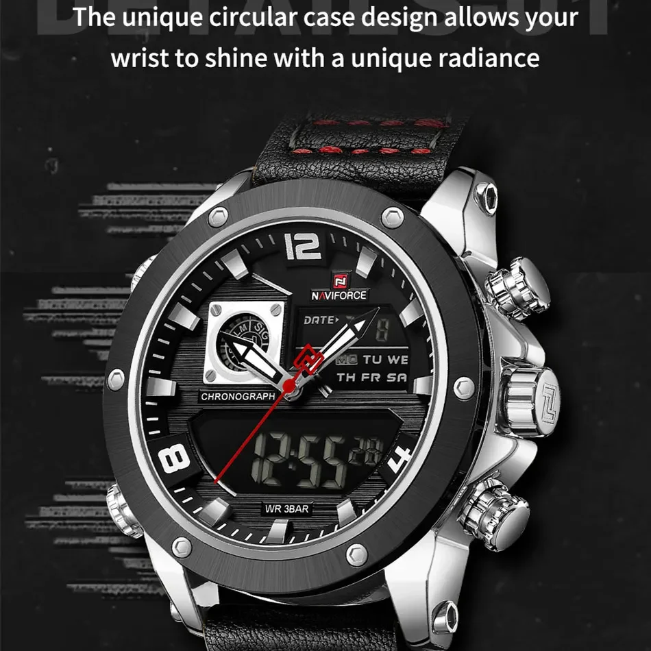 NAVIFORCE Dual Display Watches For Men Top Brand Luxury Military Waterproof Watch Men Casual Sport Digital Watch Montre Homme