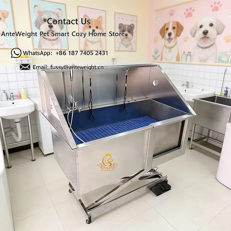 

Premium 1.2mm Thick 304 Stainless Steel HS-05 Electric Lifting Pet Bath Sink 1300*740mm for Pet Grooming Business