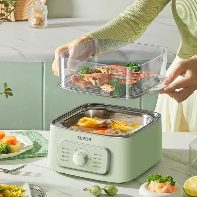 Electric Steamer Stainless Steel Integrated Breakfast Electric Steamer Household Small Three-Layer Multifunctional Food Warmer