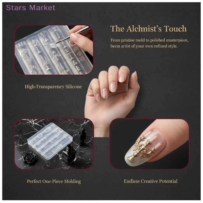 1Pcs Exquisite Rose Silk Bow Resin Nail Mold Highly Transparent Niche New DIY Accessory for Nail Art Decoration Creation