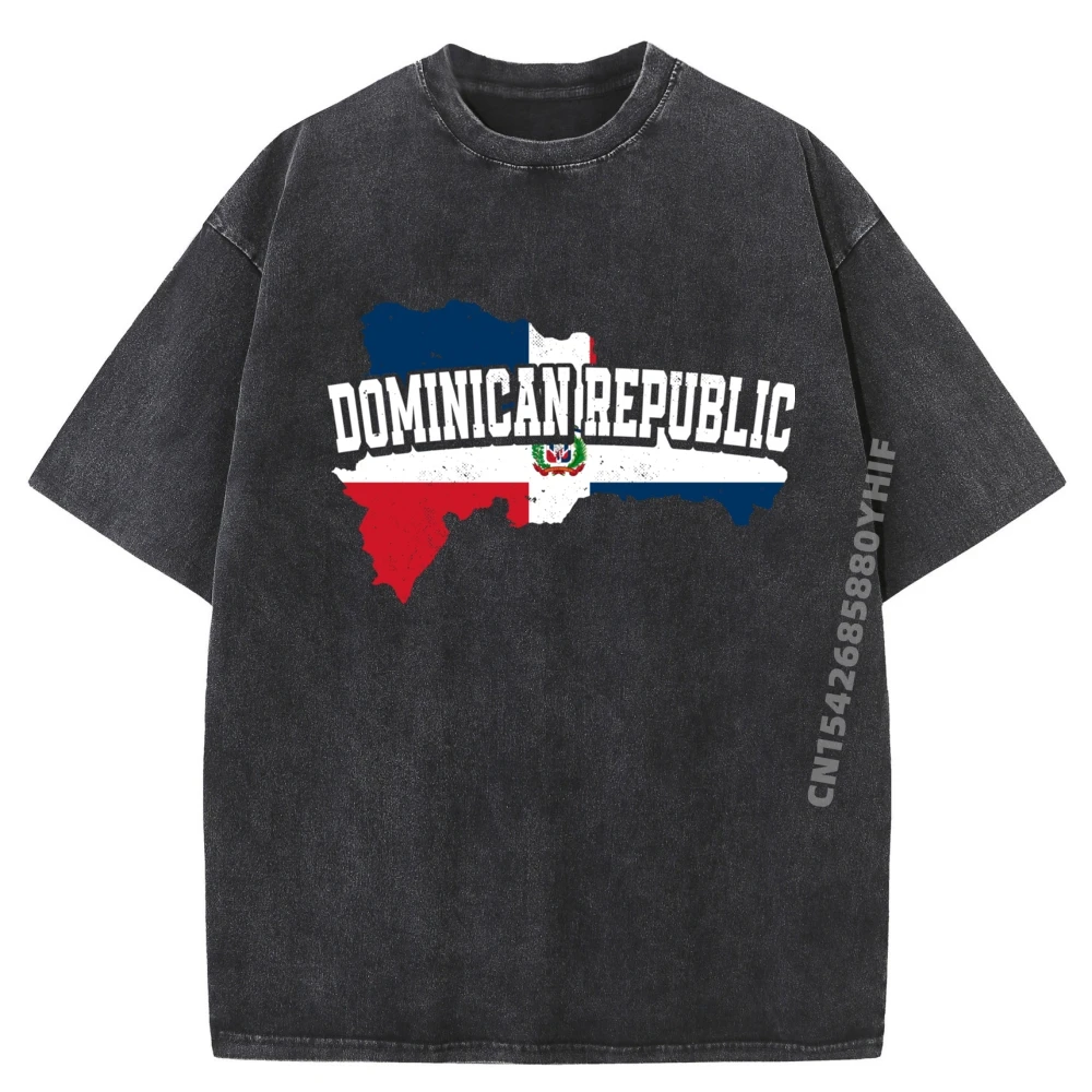 

Dominican Republic Map And Flag Souvenir Dominican Graphic Tee Shirt Adult Camiseta Leisure Washed Shirt