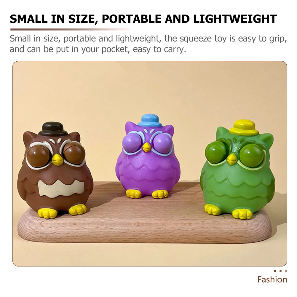 3 Stuks Uil Squeeze Cartoon Stress Reliever Voor Office Party Fun Aandacht Decompressie Gift Squeeze Speelgoed Uil Rekbaar Speelgoed