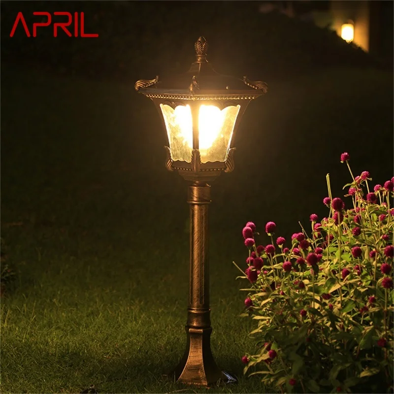 APRIL Luces de césped al aire libre Lámpara de jardín marrón retro LED impermeable IP65 decorativa para el hogar para dúplex