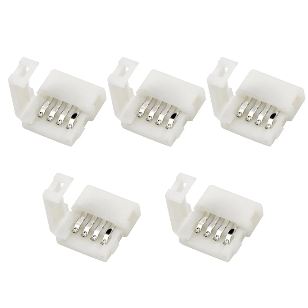 10 peças 5050 4 pinos rgb tira de luz conector clipe fivela para adaptador de fita led fornecimento material abs iluminação flexível