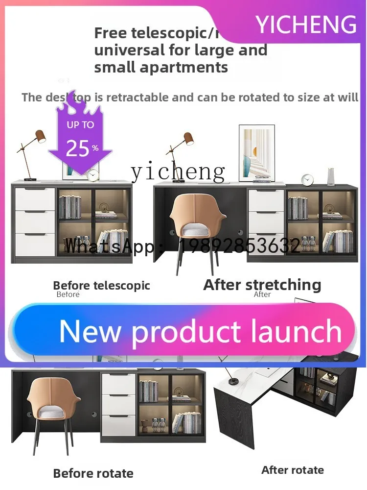 Scrivania per Computer Moderna e Minimalista con Libreria Integrata per Uso Domestico