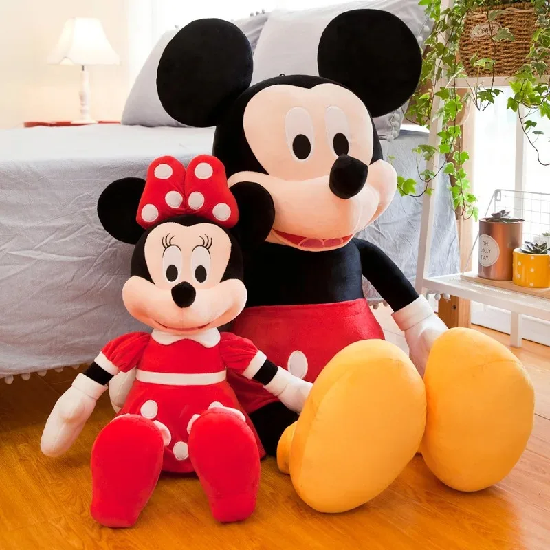 

Hot!!@Cartoon Disney Couple Mickey Minnie 35cm Anime Red Pink Minnie Mouse Plush Toys Girlfriend Children Gifts Lovely Plush Toy