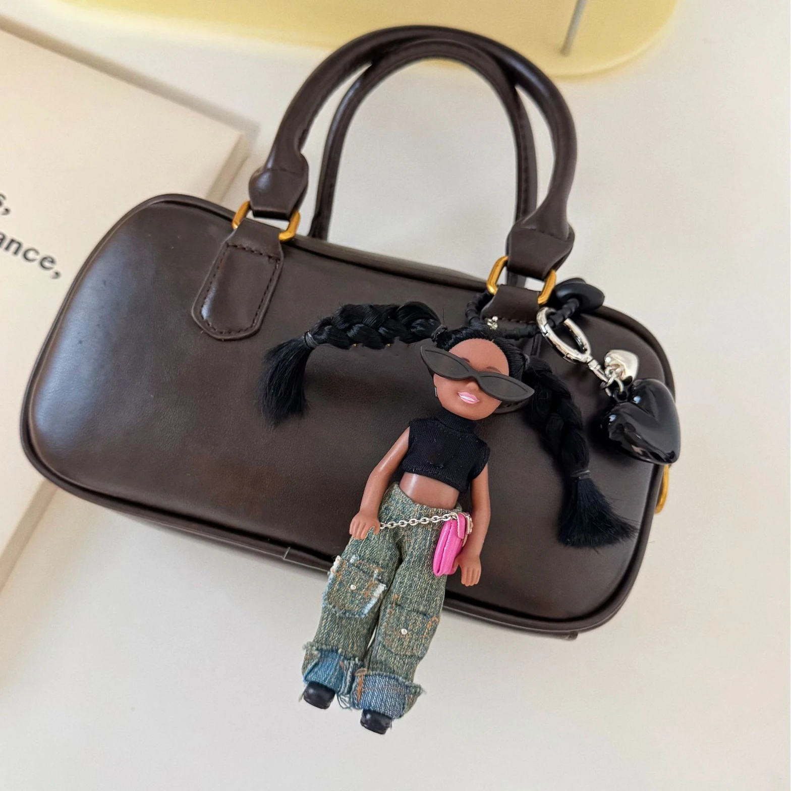 

New African Black Hair Girl Princess Doll Keychain Pendant Black Skin Cool Girl Bag Decor Cute Trendy Doll Toy Gift Children Toy