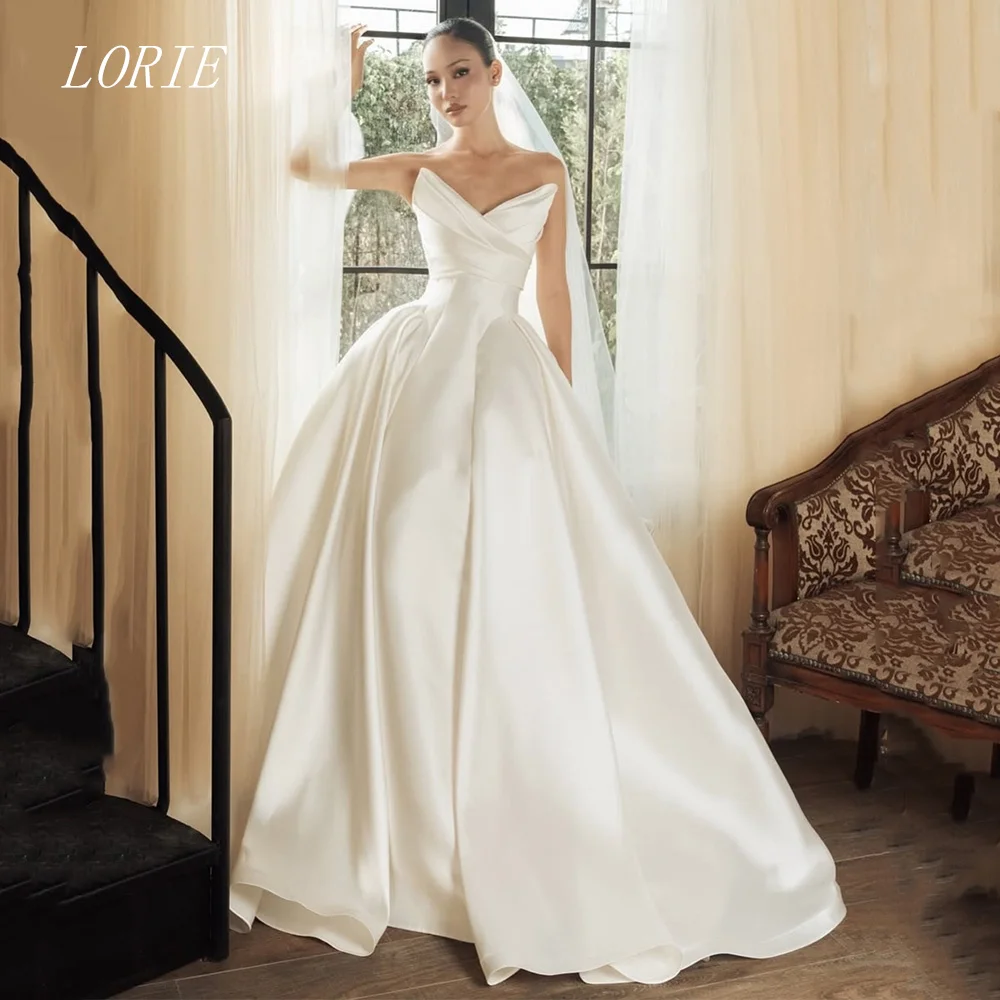 

LORIE Luxury A Line Civil Wedding Dress Gala Sweetheart Bridal Dresses Pleat Sleeveless Engagement Wedding Gown Customized 2026