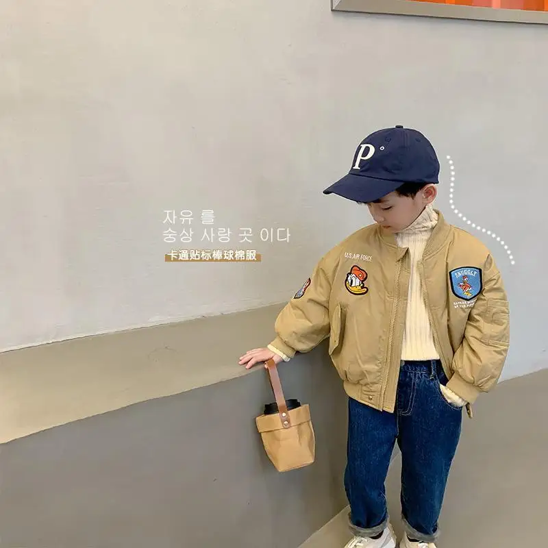 

Boys Spring and Autumn Baseball Uniform 2022 New Children Padded Jacket Children's Clothing Baby Coat