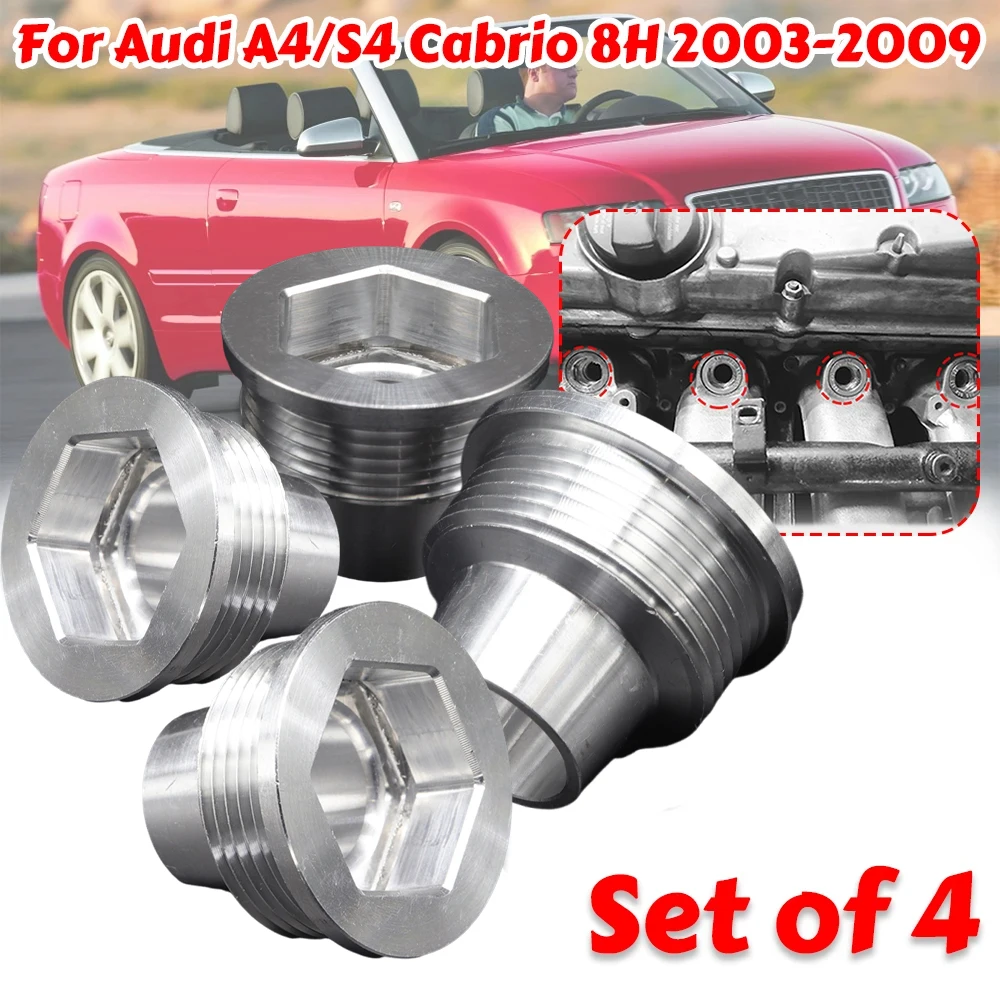 

4X Upgrade Aluminum Fuel Injector Insert Cup Seat For Audi A4 S4 Cabrio 8H 2003-2009 06B133555H 06B133555D Car Replacement Parts