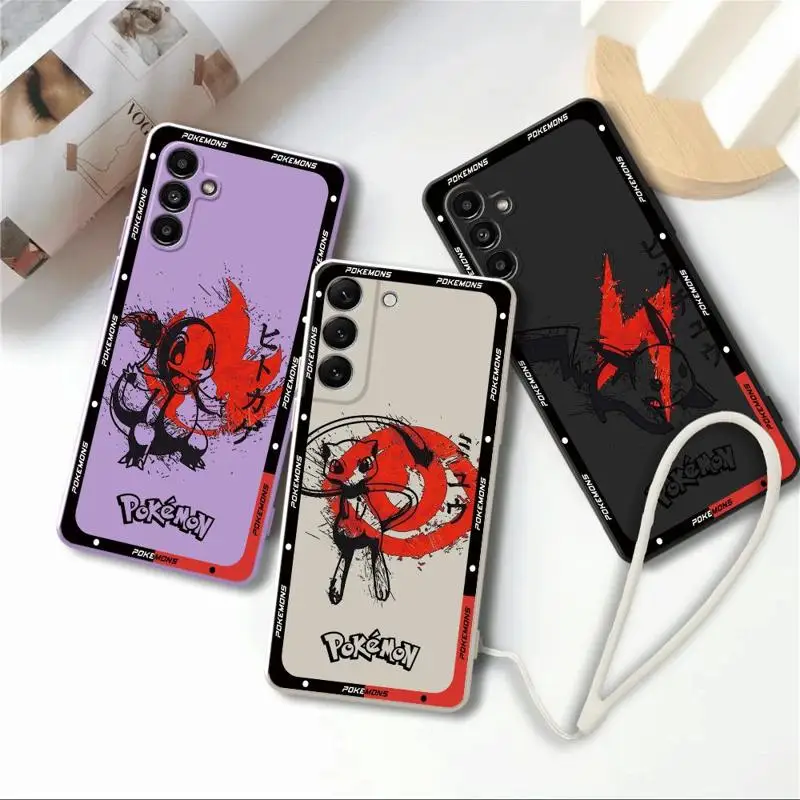 P-Pokemon G-Gengar Phone Case for Samsung Galaxy A24 A11 A73 A33 A32 A13 A52 A72 A23 A22 A53 A54 A12 A42 Square Liquid Cover