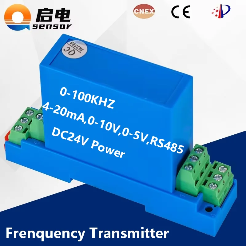 Frequency Transmitter Transducer 0-50HZ 1Khz 5Khz 0-100Khz to 4-20mA 0-10V 0-5V 1 In 1 Out DIN Rail Installation DC24V Power